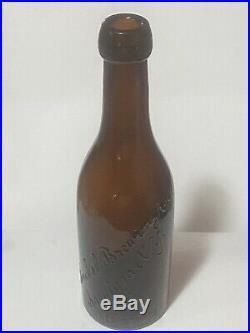 Antique Amber Blob Top Beer Hinckel Brewing Co. Saratoga N. Y. 1880s