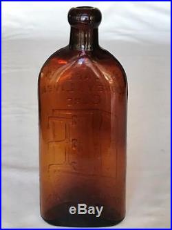Antique Amber Glass Bottle Warner's Safe Liver & Kidney Cure Rochester NY