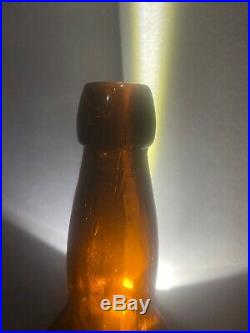 Antique Amber Lady Leg Blob Top Beer Fitzgerald Bros Troy, NY