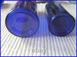 Antique Apothecary Poison Bottles COBALT BLUE Pair Labels Buffalo NY 3 pc mold