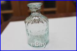 Antique Aqua 19c E. Waters Troy N. Y. Ink Bottle Hand Blown Small Chips Lip Edge