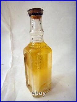 Antique BAY RUM OIL BOTTLE w CONTENTS gold medal perfumery co ny BARBER HAIR