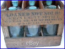 Antique Bear Spring Co. N. Y. 6 Glass Bottles in Original Crate
