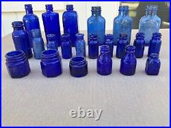 Antique Blue Bottles From Rikers Island NY Vintage Cobalt Blue