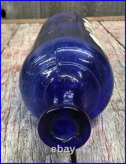 Antique Blue Glass TILDEN & CO. Tonic Quack Medicine Bottle NEW YORK Paper Label