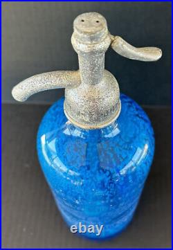 Antique Blue Seltzer Bottle New York Bottling Works Mancave Cottectible Barware