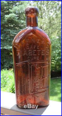 Antique Bottle, Warner's Safe Diabetes Cure, Rochester, N. Y, Brilliant Amber