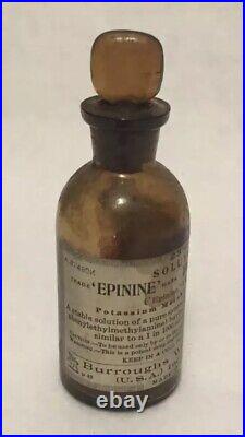 Antique Burroughs Welcome & Co Lollipop Top Medicine Bottle New York Rare Empty