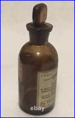 Antique Burroughs Welcome & Co Lollipop Top Medicine Bottle New York Rare Empty