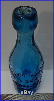 Antique C. Cleminshaw Soda & Mineral Waters Troy, N. Y. Blue Bottle