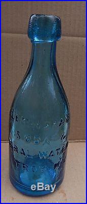 Antique C. Cleminshaw Soda & Mineral Waters Troy, N. Y. Blue Bottle