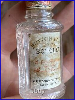 Antique CB Woodworth & Sons NY Bottle BUTTON HOLE BOUQET HANDKERCHIEF EXTRACT