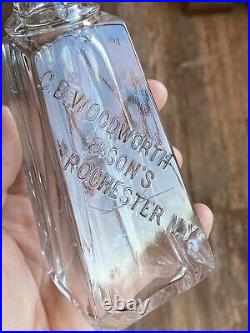 Antique CB Woodworth & Sons Perfume Triangle Bottle Rochester NY Splash Decanter