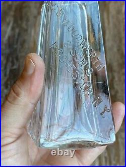 Antique CB Woodworth & Sons Perfume Triangle Bottle Rochester NY Splash Decanter