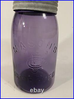 Antique CJFCo Mason's Improved Jar Clyde NY Amethyst Purple Quart Vintage RARE