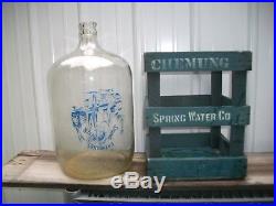 Antique Chemung Spring Water Bottle And Matching Wood Crate, New York