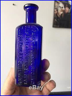 Antique Cobalt Blue Pharmacy Bottle PARET & LAMOUREE SUFFERN NY