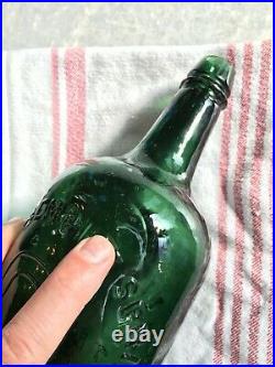 Antique Congress Empire Spring Saratoga New York Emerald Green Applied T Bottle