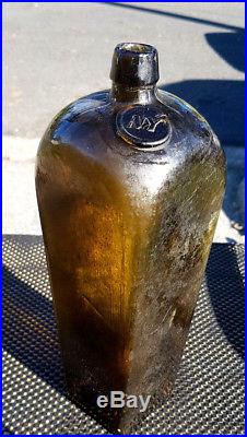 Antique Early Glass Sealed Ny New York Case Gin Early Hops Bittters Old Bottle