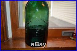 Antique Empire Spring Co Mineral Water Bottle Saratoga Ny Dark Emerald Green