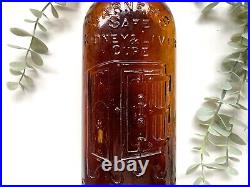 Antique Folk Art Glass Love Token Stippled NY Rochester Medicine Bottle 1889