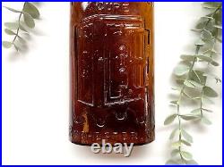 Antique Folk Art Glass Love Token Stippled NY Rochester Medicine Bottle 1889