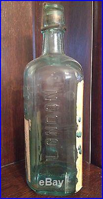 Antique Gordans Dry Gin Glass Bottle NEW YORK 1916-1918 RARE Orig Cork/Lid