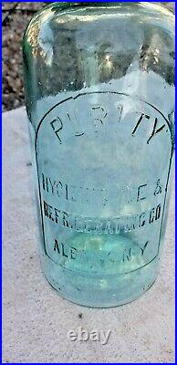 Antique Green Glass Apothecary Bottle Hygienic Ice & Refrigerating Co Albany Ny