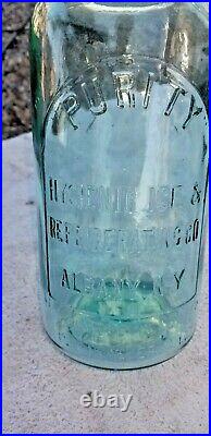 Antique Green Glass Apothecary Bottle Hygienic Ice & Refrigerating Co Albany Ny