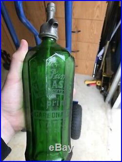 Antique Green Glass Seltzer Bottles New York Detroit Michigan With Case