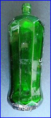 Antique Green Seltzer Bottle Beveled Glass French Siphonner New York Zarrow Bev