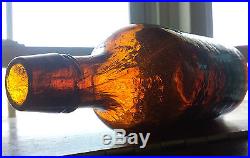 Antique Honey Amber Star Spring Co. Mineral Water Saratoga NY Pint Bottle