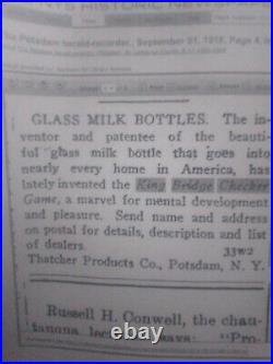 Antique KING BRIDGE CHECKERS GAME H Thatcher Potsdam NY Milk Bottle Inventor Too