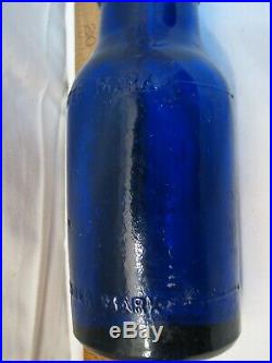 Antique Kumyscen Cobalt Blue Bottle for preparing Kumyss Reed Carnick NY Siphon