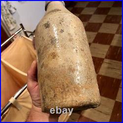 Antique Large Stoneware Beer Bottle T Cockroft Incised 1850s-60s New York Dug