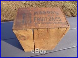 Antique Lockport, NY Glass Works Mason Fruit Jar Wooden Crate Box 12 Quart