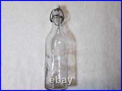 Antique M Clune Peekskill NY Glass Blob Top Soda Bottle Wire Bail Ceramic Stoppe