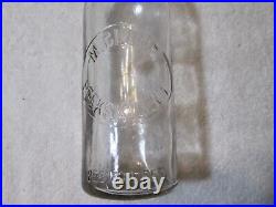 Antique M Clune Peekskill NY Glass Blob Top Soda Bottle Wire Bail Ceramic Stoppe