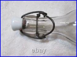 Antique M Clune Peekskill NY Glass Blob Top Soda Bottle Wire Bail Ceramic Stoppe