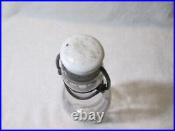 Antique M Clune Peekskill NY Glass Blob Top Soda Bottle Wire Bail Ceramic Stoppe