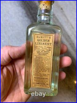 Antique Medicine Bottle Label UNOPENED Dewitt's Golden Liniment CHICAGO NEW YORK