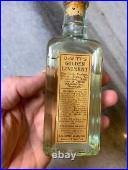 Antique Medicine Bottle Label UNOPENED Dewitt's Golden Liniment CHICAGO NEW YORK