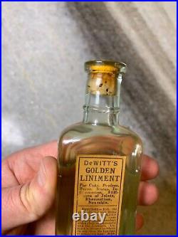 Antique Medicine Bottle Label UNOPENED Dewitt's Golden Liniment CHICAGO NEW YORK