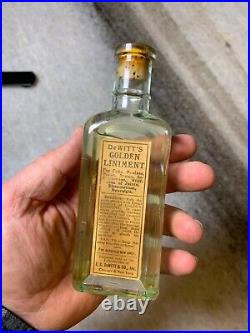 Antique Medicine Bottle Label UNOPENED Dewitt's Golden Liniment CHICAGO NEW YORK