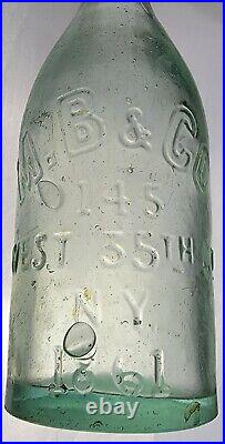 Antique Morgan Brothers M. B. & Co Beer Soda Bottle Manhattan NY Blob Top c1861