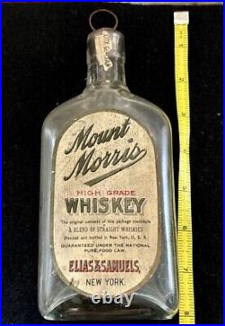 Antique Mount Morris Whiskey Bottle Elias & Samuels Pre Pro Rare Cotton Club