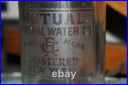 Antique Mutual Mineral Water Co. Glass Seltzer Bottle New York Clear Bottle