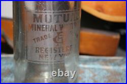 Antique Mutual Mineral Water Co. Glass Seltzer Bottle New York Clear Bottle