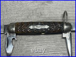 Antique N. Y. Knife Company/Hammer Brand, Bone Handle Boy Scout Knife c1914-1924