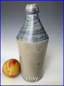 Antique NY Stoneware Beer Bottle with Cobalt, E. DeFreest, Troy (Lansingburg) 1850